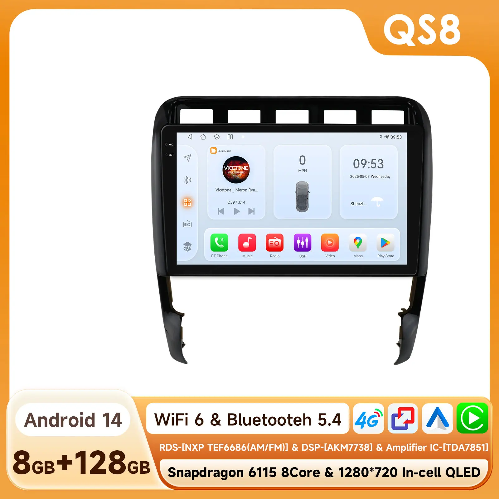 8G 128G CarPlay Android Auto autoradio voor Porsche Cayenne 1 9PA 2002 - 2010 GPS Intelligent Systems Stereo Multimedia autoradio