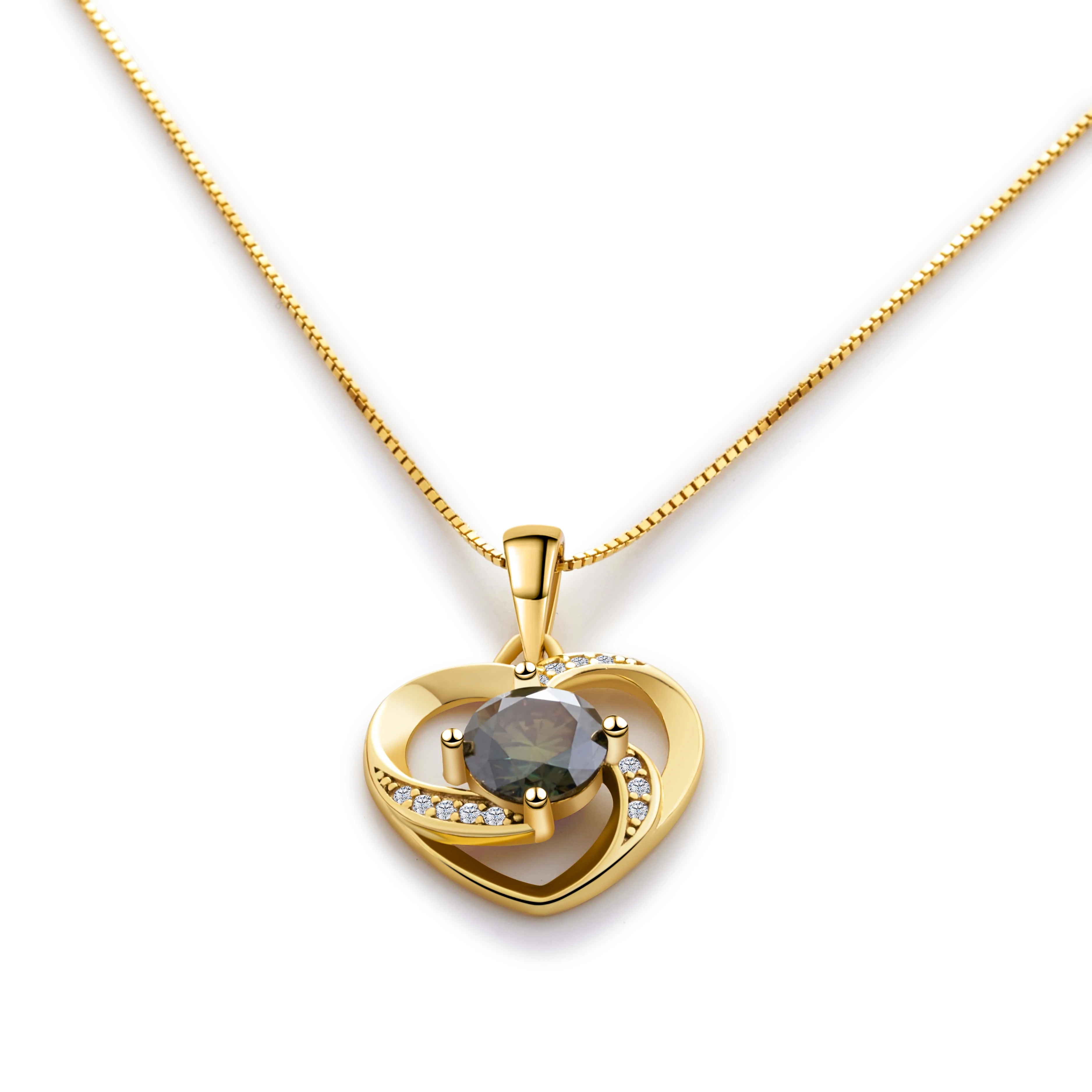 Classic 1.0 Carat 6.5mm Moissanite Pendant Necklace Yellow Gold Color 925 Sterling Silver Wedding Fine Jewelry Daing Gift view 5