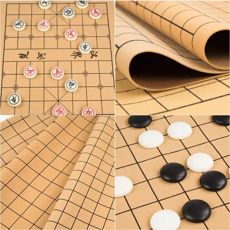 Weiqi Chess Board 19 Line International Standard Chinese Chess Game Go Game Chessboard Synthetic Leather One Side 44x48cm