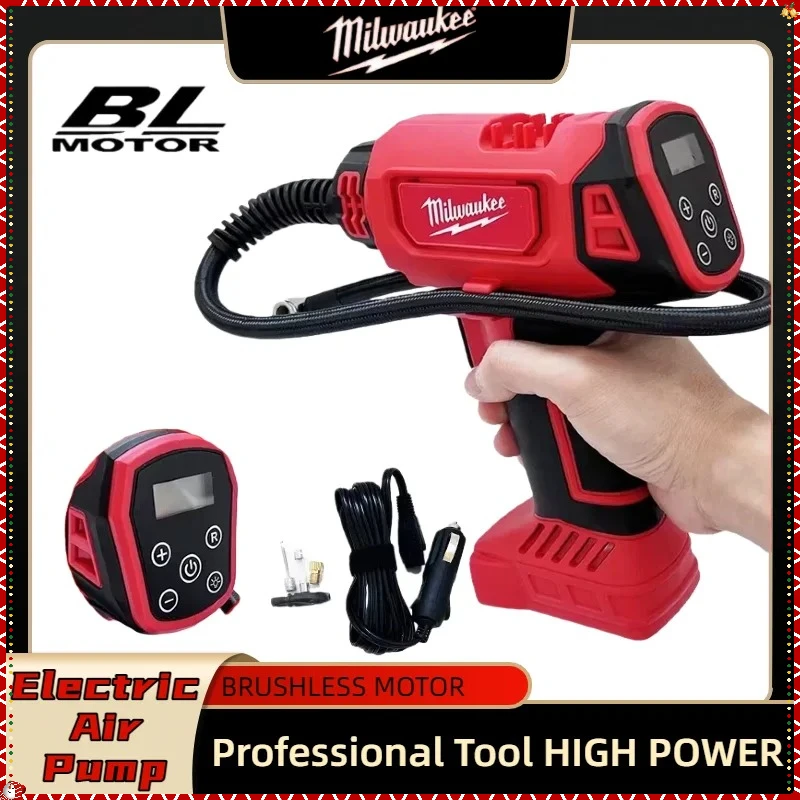 

Milwaukee Cordless Electric Air Pump Car Tire Automatic Inflator Handheld Air Compressor Rechargeable Air Pump