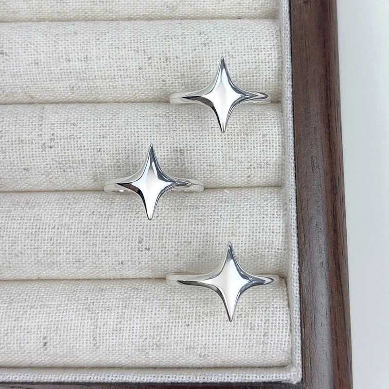 Women's 925 Sterling Silver Geometric Star Adjustable Ring
