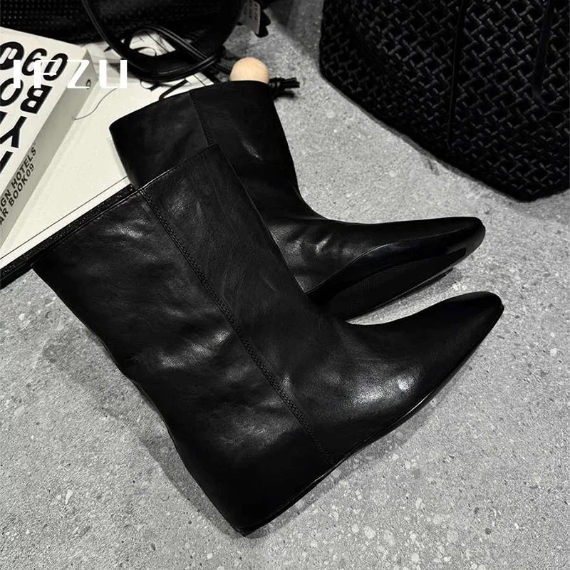 

Women Square Headed Sleeve Short Boots Casual Flat Bottomed Midsole Boots Outdoor Chelsea Women Boots Comfortable Fashionable