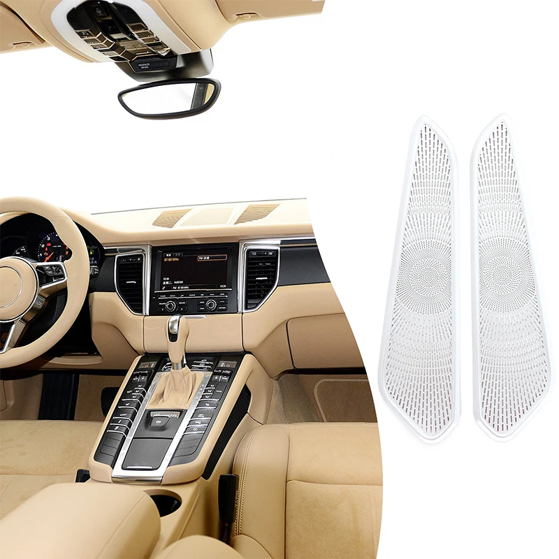 2 قطعة الفولاذ المقاوم للصدأ الفضة لبورشه ماكان 2014 + وحدة التحكم المركزية للسيارة ملصقات مصبغة الزخرفية على كلا الجانبين اكسسوارات السيارات