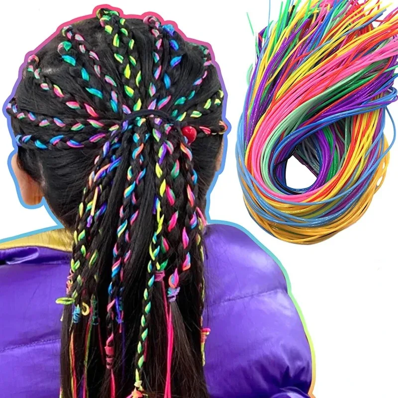 20Pcs Colorful Girls Hair Braids Rope Strands for African Braids Girls DIY 90CM Ponytail Braids Women Styling Hair Accessories