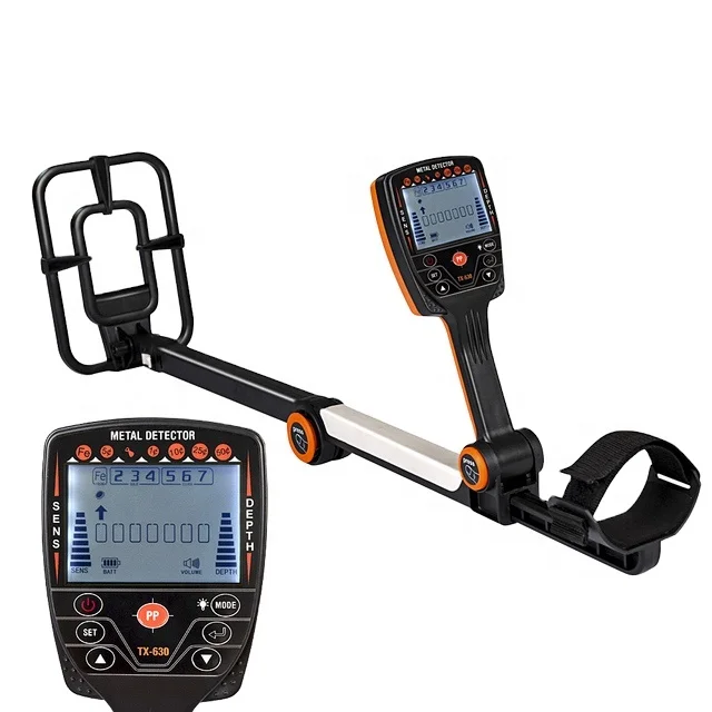 Metal Detector, 2 × 9V Batteries, ABS Plastic, Aluminium, Foldable, Waterproof Coil, Black, Orange,Treasure Hunting, Outdoor Use