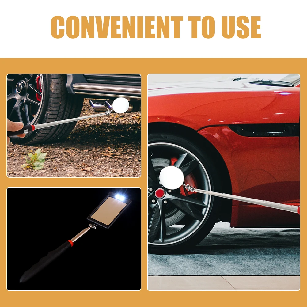 

2 Pcs Adjustable Inspection Mirror Small for Car Flexible Details Checking Extendable