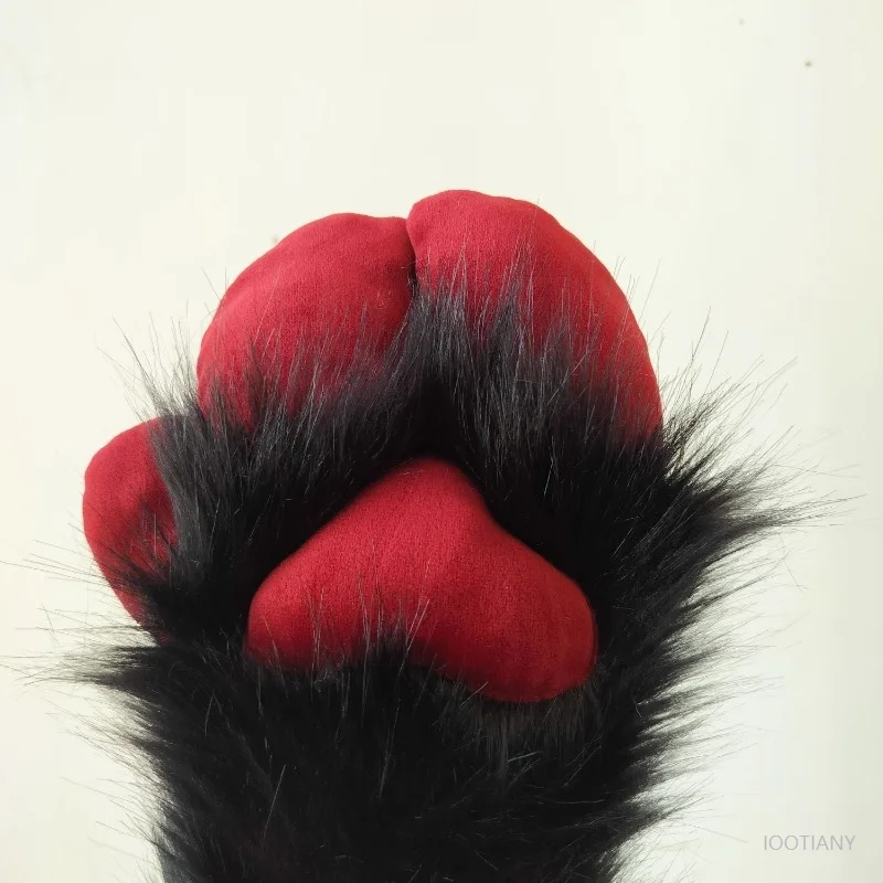 Peludo ovelha garra pata luvas bonito fursuit kigurumi cosplay animal luvas de pelúcia quente macio kig cordeiro luva Holloween role play prop