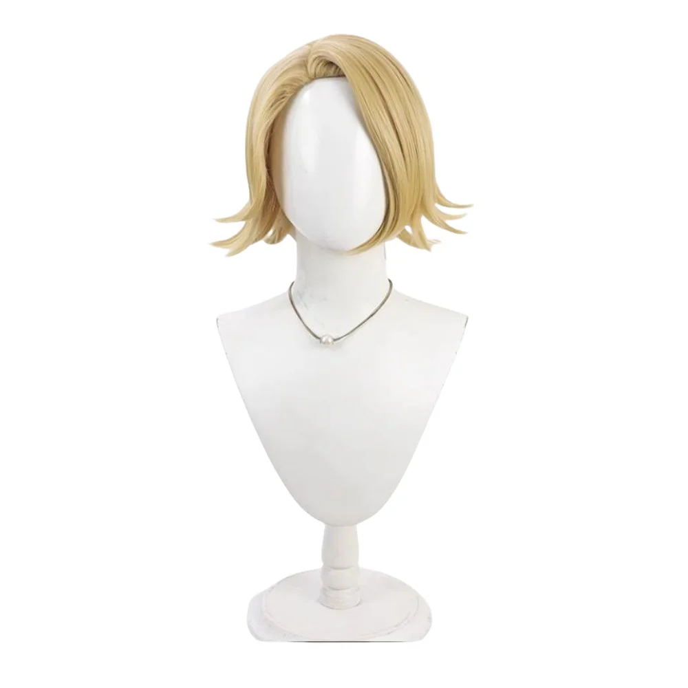 Parrucca cosplay personaggio donna Anime Tougen Anki Shiki Ichinose - Cuoio capelluto realistico giallo stile anime con parte laterale
