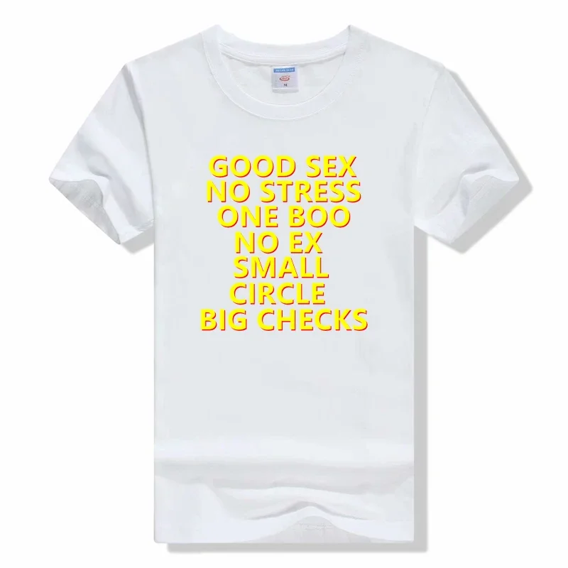 Good Sex No Stress One Boo No Ex Small Circle Big Checks Graphic Print Tshirt unisex Pure Cotton Tees Funny Streetwear tees