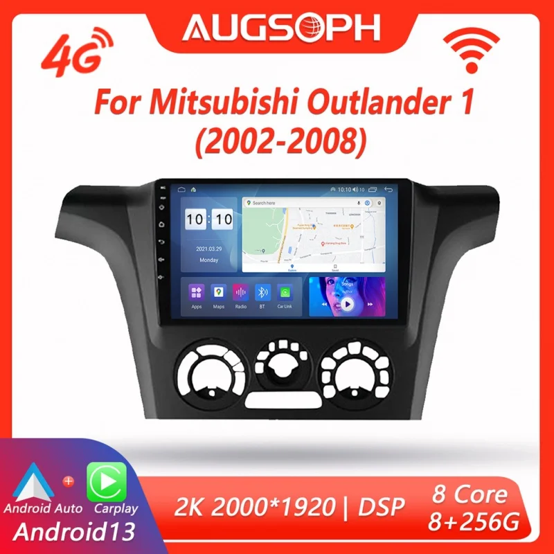 

Android 13 Car Radio for Mitsubishi Outlander 1 2002-2008,10inch 2K Multimedia Player with 4G Carplay DSP & 2Din GPS Navigation