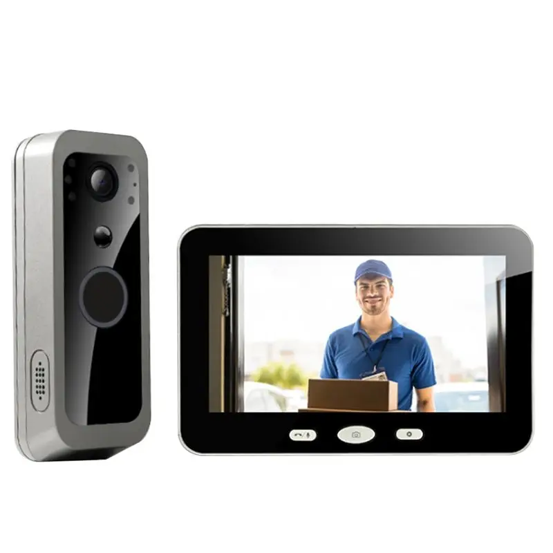 ABKQ-Outdoor Video Intercom Tuya 1080P HD Smart Wireless Door Camera System 5Inch Monitor Wifi PIR Motion Detection 2MP