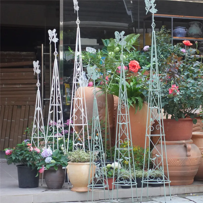 

Wrought iron butterfly fairy climbing vine flower stand three-piece climbing frame retro old villa courtyard garden gardening