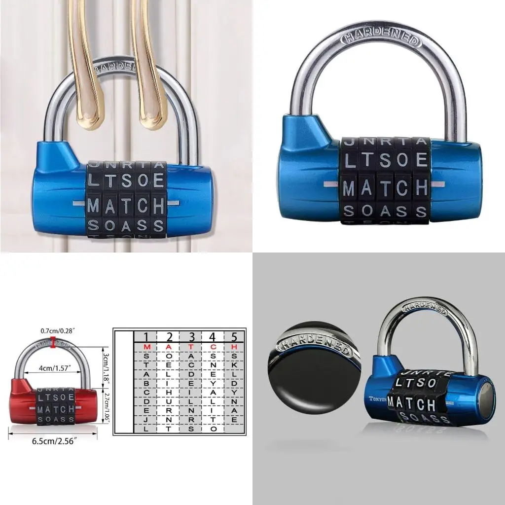 

Padlock 5 Letters Combination Password Sturdy Security Padlock Dial Locker