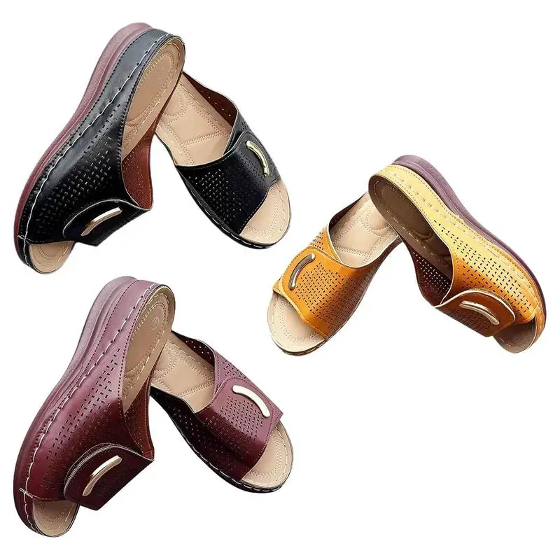 

Women Comfy Wedge Slippers Ladies Casual Soft Breathable Peep Toe Foot Correction Sandal Orthopedic Slippers For Summer