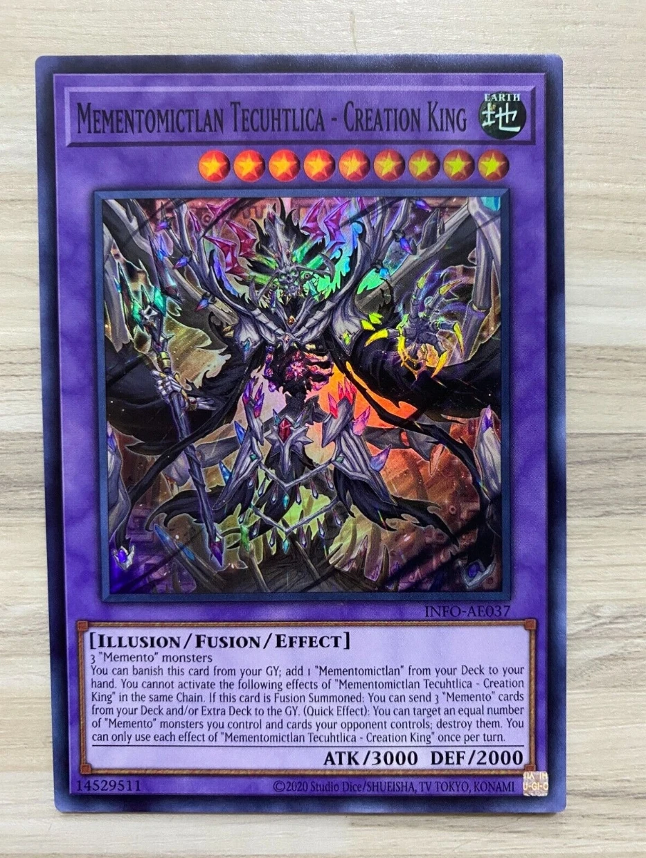 Yugioh KONAMI Duel Monsters INFO-AE037 Mementomictlan Tecuhtlica - Creation King Super Rare Asian English Collection Mint Card