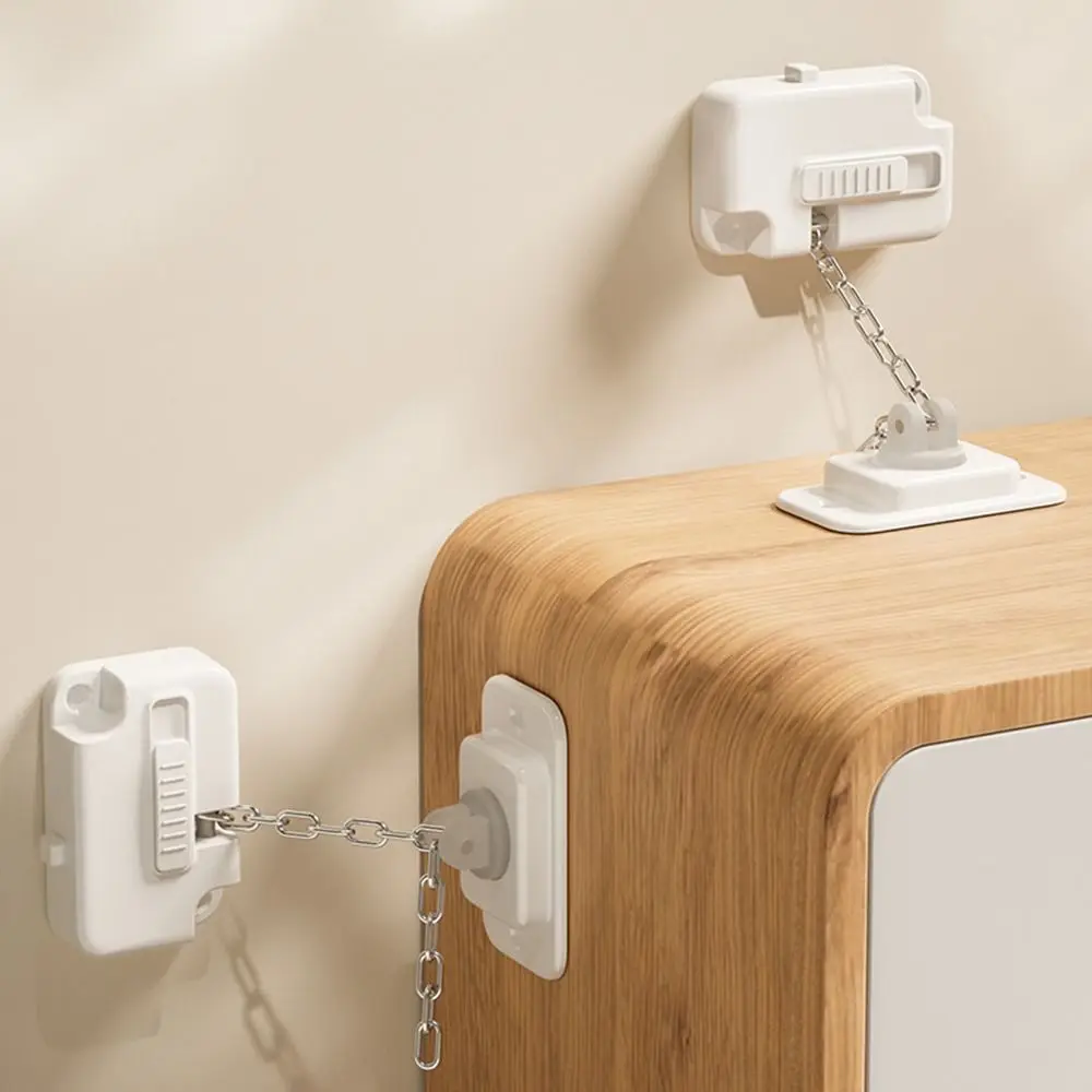 Anti-pinch Hand Baby Safety Lock No Drilling White Kid Security Lock Self Adhesive Child Protection Cabinet Lock Home Door