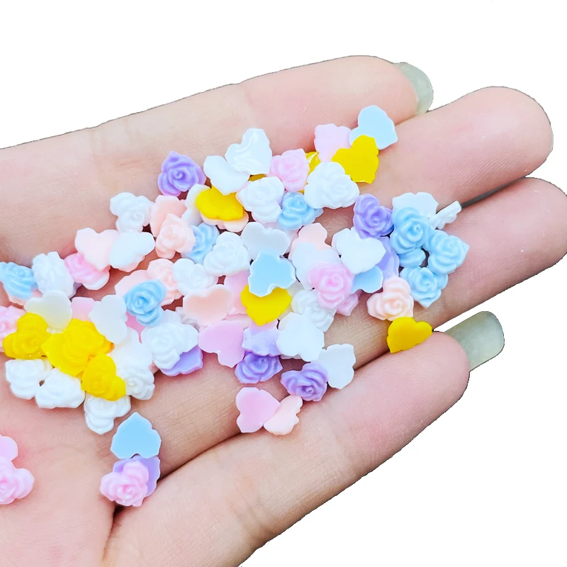 200Pcs New Cute Mixed Mini Flower Flat Back Resin Cabochons Scrapbooking DIY Jewelry Craft Decoration Accessorie K68