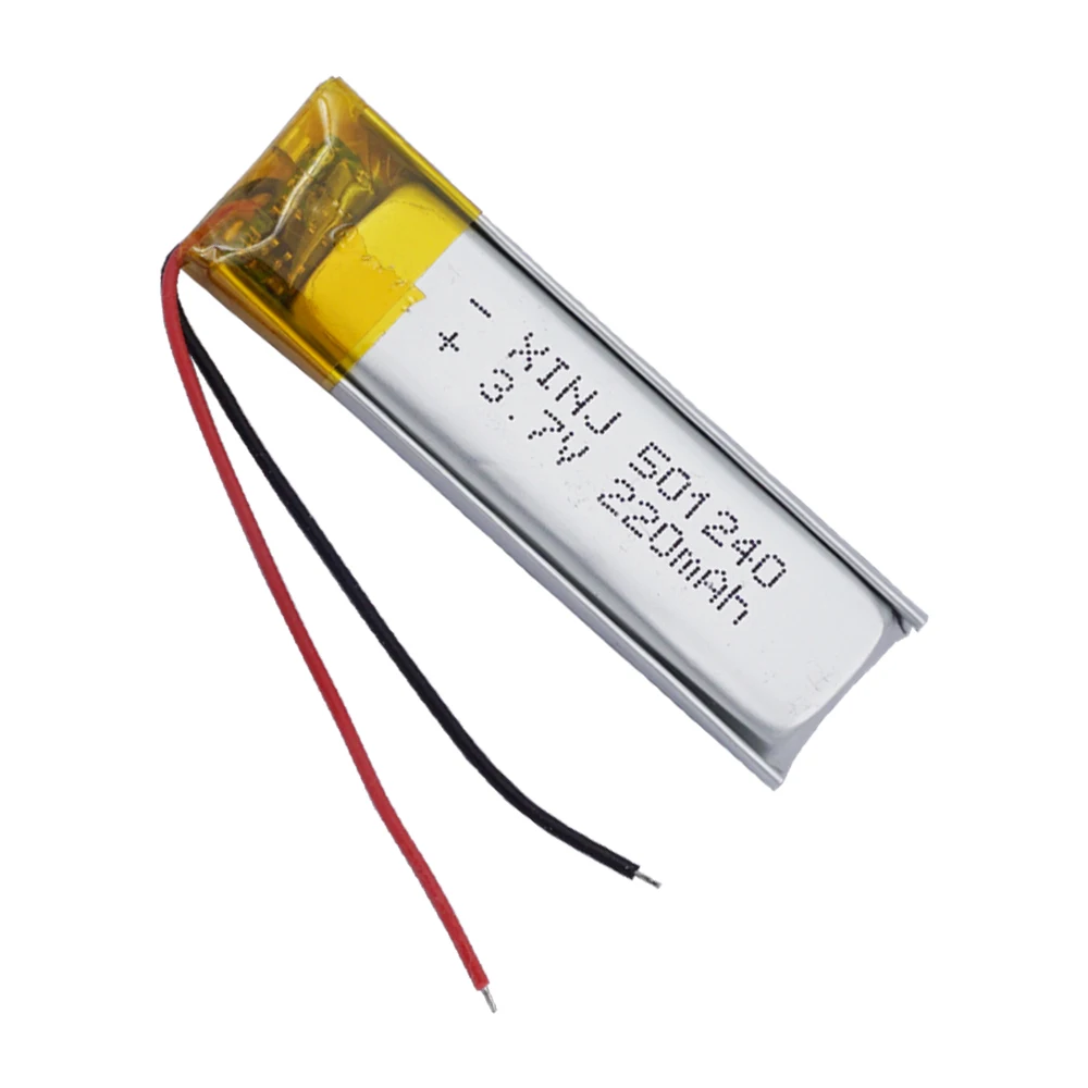 10Pcs 3.7V 220mAh 0.814Wh Rechargeable Li Lithium Battery Li-ion 501240 For Sat Nav Bluetooth Speaker LED Driving Recorder Pen