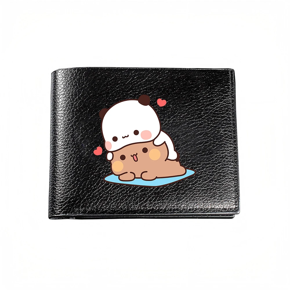 Cute Bear And Panda Hugging Design Men S Wallet Card Holder Fashion Casual Business Style With Heart Details