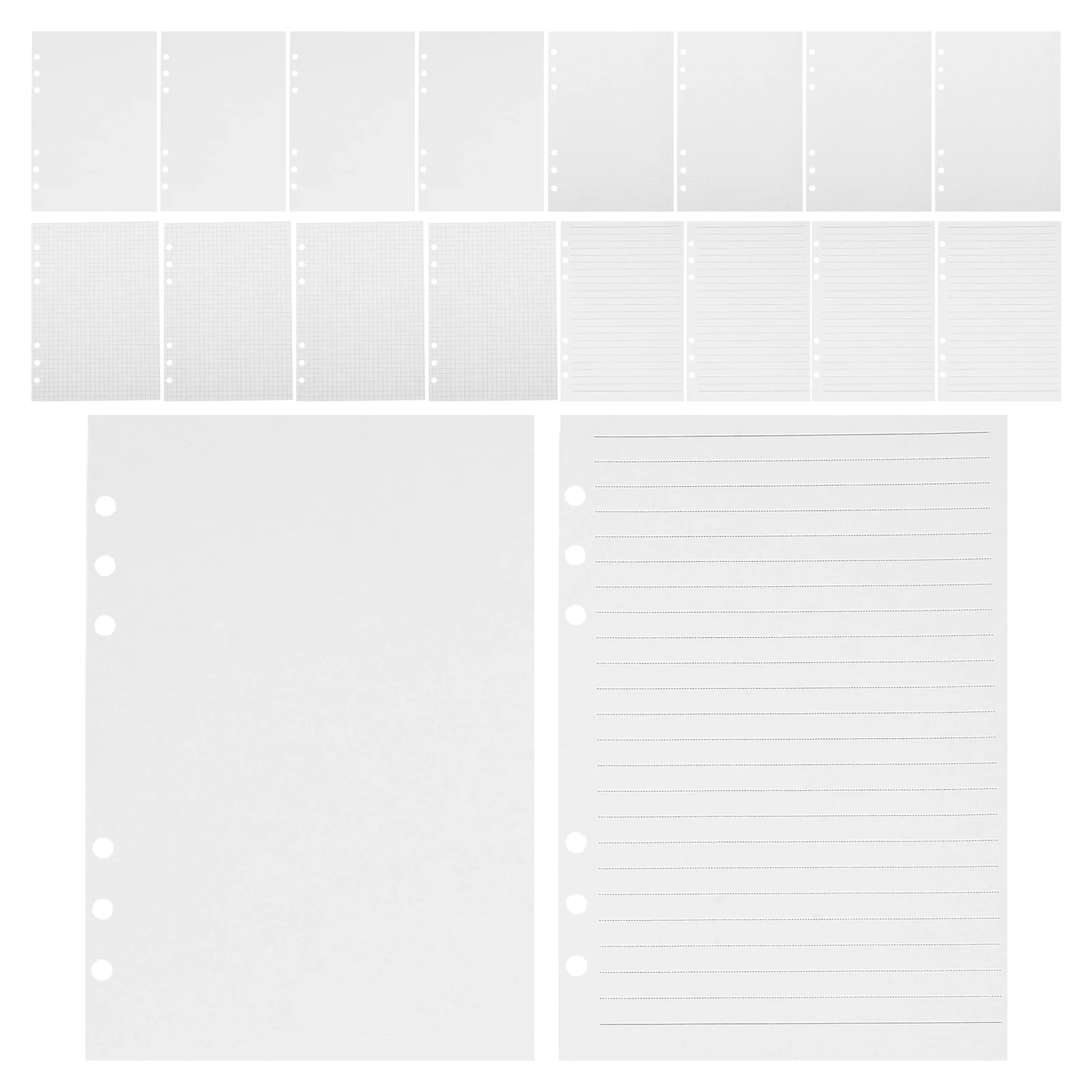 

180Pcs Refillable Hand Account Inner Pages A5 White Loose Leaf Paper for 6 Hole Binder Journal Planner Dotted Plain Grid Ruled