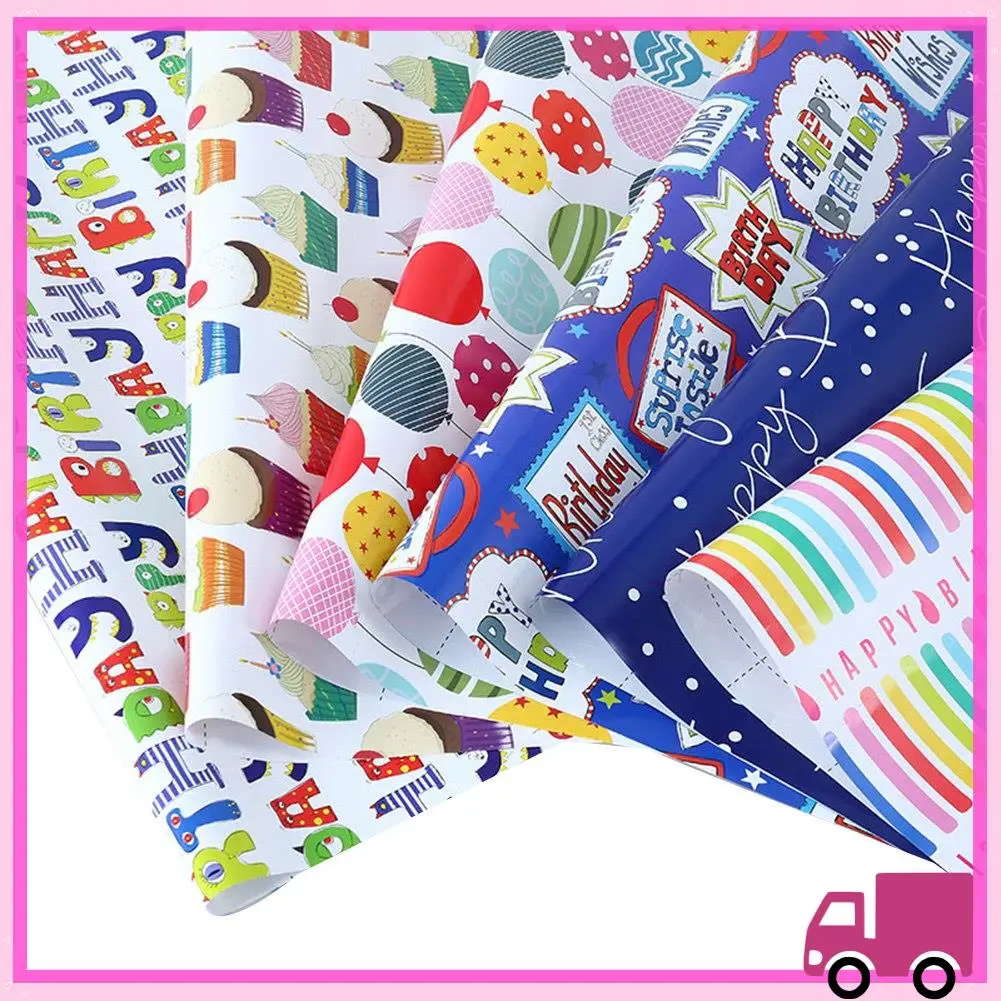 Compact Wrapping Paper Sheets Set Of 6 ,For Birthday Party Wrapping Paper Gift Wrap Papers,Present Gift Wrapping Paper