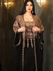 Eid conjunto de 2 piezas con vestido interior fiesta Abaya mujeres Ramadán cárdigan vestido largo trajes Kaftan Vestidos Largos bata Jalabiya 2024