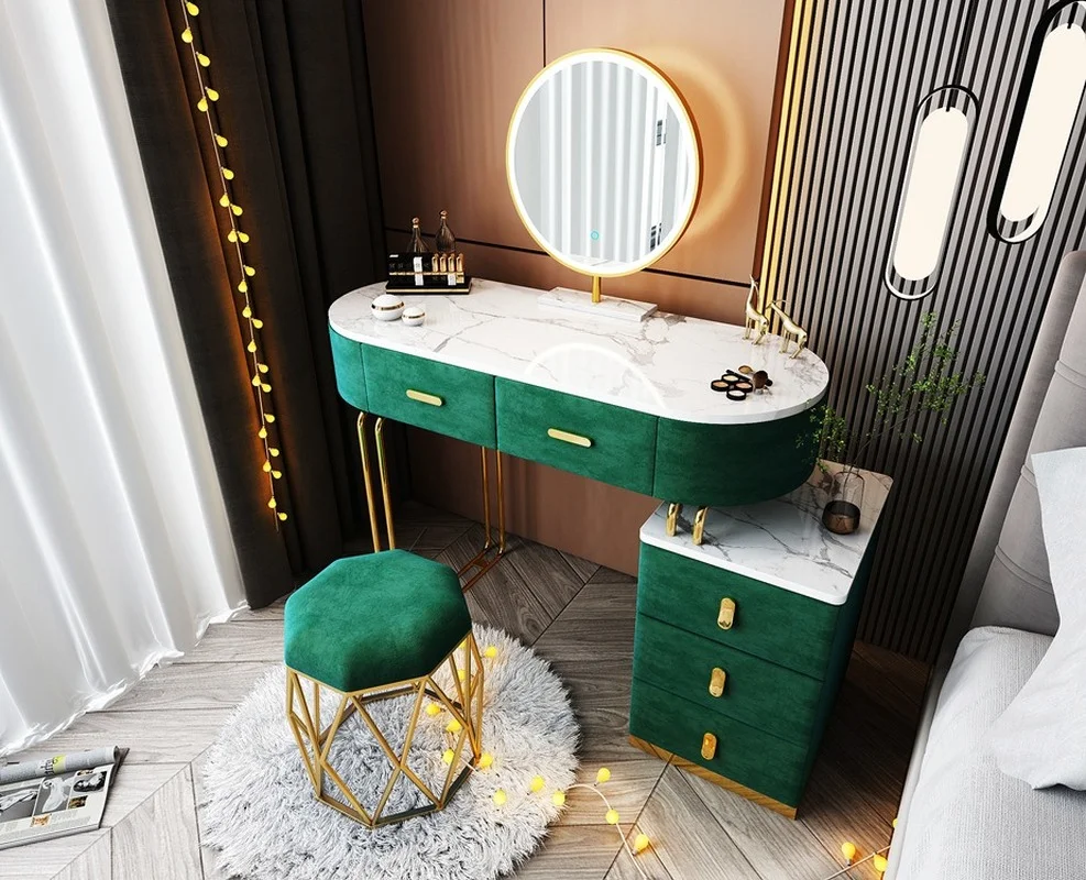 Makeup Vanity Desk With Chair And Lighted Mirror Dressing Table With 3 Drawers Makeup Vanity Cabinet For Bedroom Furniture