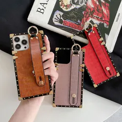 Shape crocodile pattern Wristband Phone case for Iphone 14 13 12 11 Pro MAX XS MAX XR X 7 8 6 6s Plus PU leather Cover