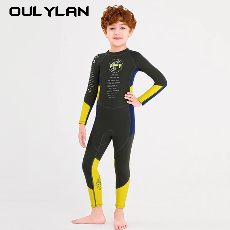 

New Children's Warm Swim suit 2.5mm ne-Piece Diving Suit Men's Long Sleeve Cold-Proof Snorkeling Surfing Dive Skin