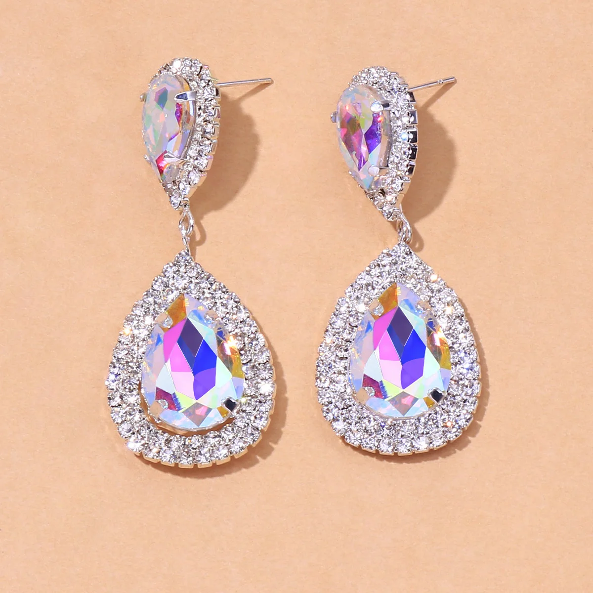 BLIJERY Elegant Multicolor Crystal Drop Earrings for Women Ladies Wedding Party Hanging Dangle Earrings Rhinestones Brincos