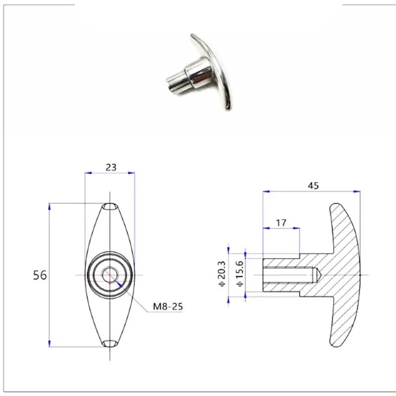 1Pcs M6 M8304 Stainless Steel T Type Handle One Word Grip Rotating Hand Twist Screw T Shape Knob Industrial Rotatable Handle