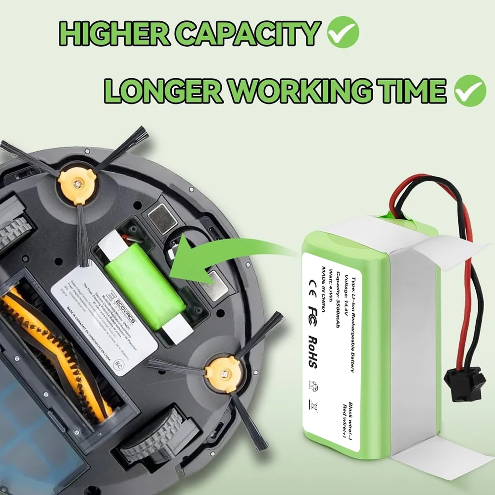 Eufy RoboVac 11S batería de repuesto 14,4 V 3500mAh para 11S MAX 25C 30C 15C 35C G10 G20 G30 Edge Robot aspirador