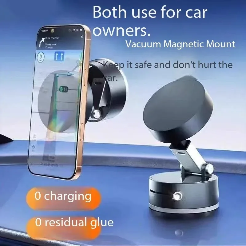Vakuum-Magnet-Handyhalter, 360° °   Verstellbare und faltbare Auto-Handyhalterung mit starker magnetischer Kompatibilität für alle Handys.