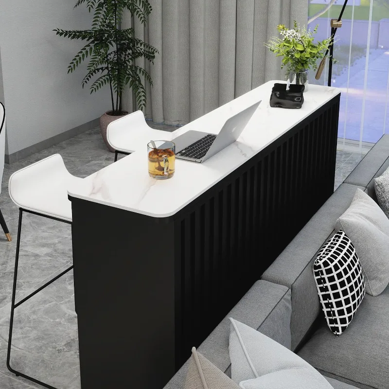 European rock slab bar table household partition table family living room sofa back mountain long  high table and chairs
