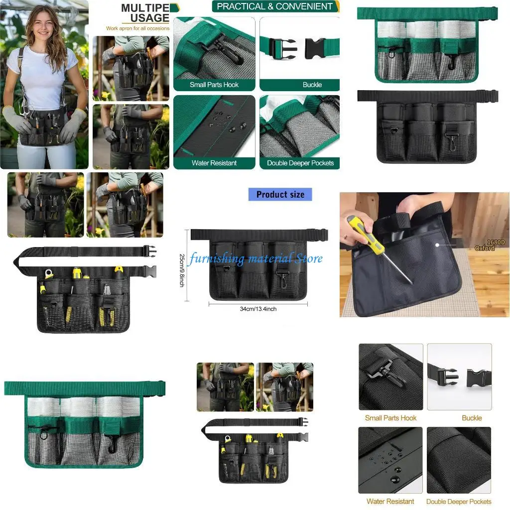 

Y5GD Garden Work Apron With Multi Compartment Storage Anti Slip Belt Construction For Outdoor Use