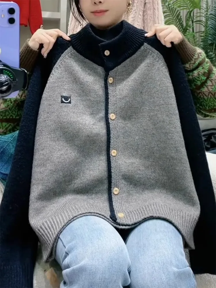 

Женский вязаный кардиган свободного кроя с круглым вырезом, мягкий и уютный, модный дизайн, зимний, длинный, из смесовой шерсти