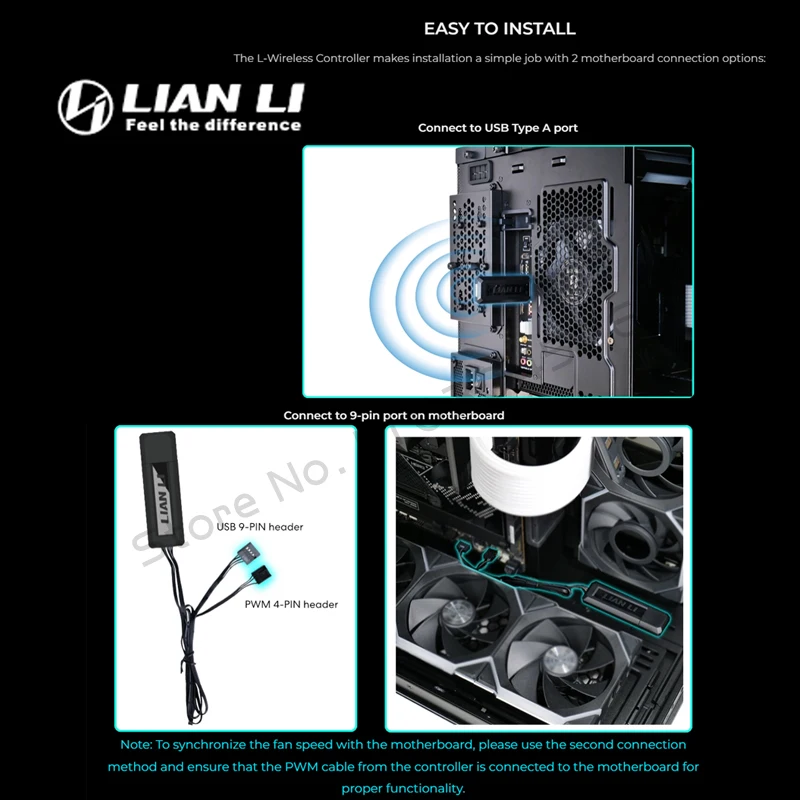 وحدة تحكم Li L-لاسلكية لجميع المنتجات اللاسلكية LIAN LI (كابل Unni Fan/Strimer)، L-Connect 3 SYNC، أسود/أبيض