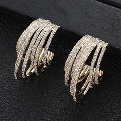 Trendy Luxury Irregular Geometric Twist Dangle Earrings For Women Wedding Cubic Zircon CZ Dubai Bridal Earring Bohemia Hot