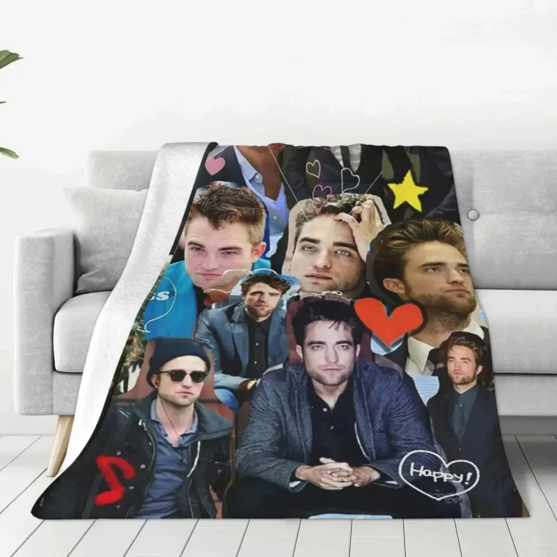 Robert Pattinson Collage Coral Fleece Plush Throw Blanket The Twilight Saga Movie Blankets for Couch Soft Bed Rug