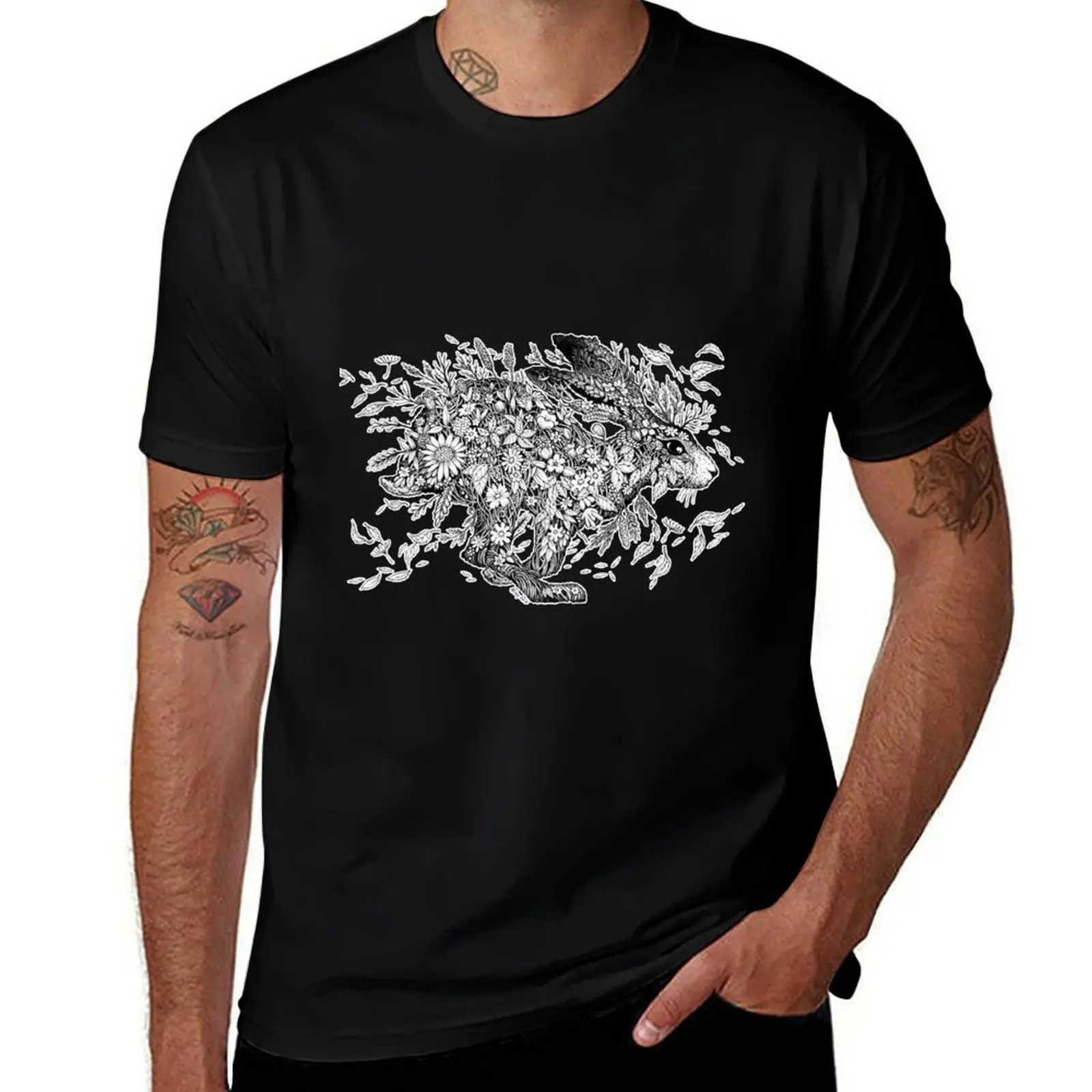 Meadow Hare T-Shirt Basic Simple Design Short Sleeve Shirt