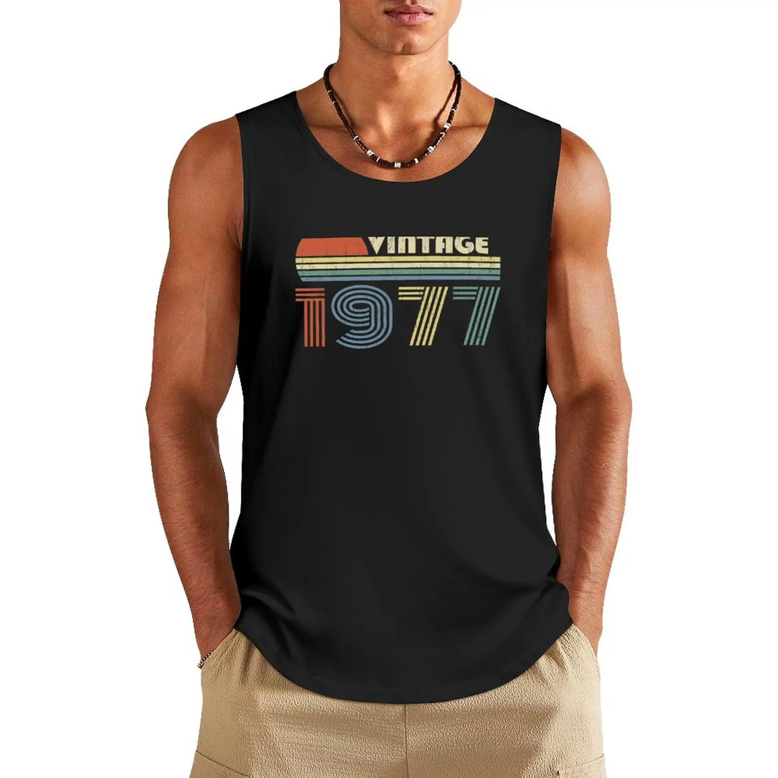 

Vintage 1977 43rd Birthday Gift Born In 1977 43 Years Old VT170820 Tank Top Vest for boy gym wear men gym accessories men