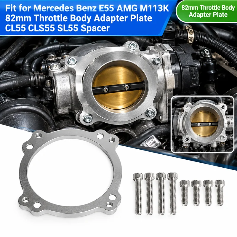 Fit for Mercedes Benz E55 AMG M113K 82mm Throttle Body Adapter Plate CL55 CLS55 SL55 Spacer