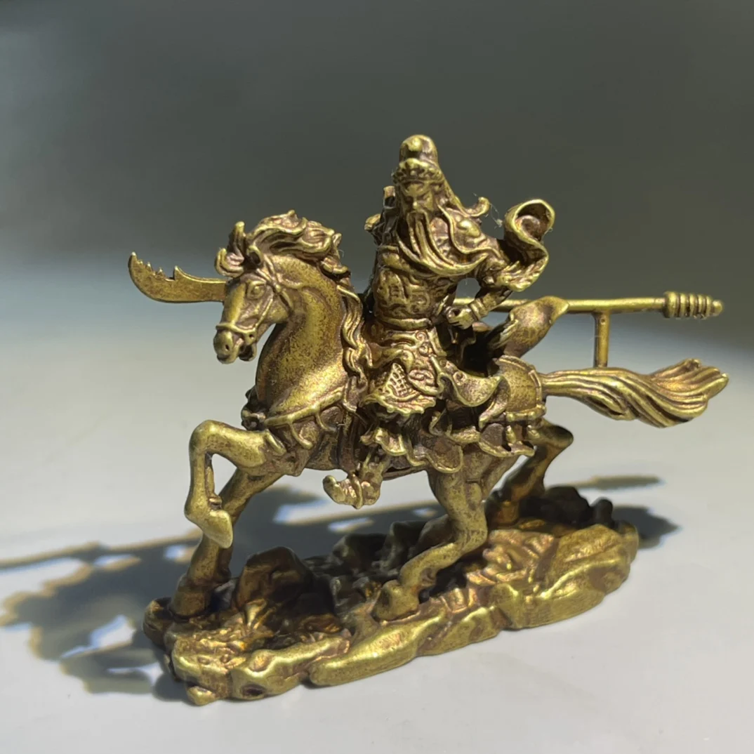 Collect Chinese Elaboration Brass  Auspicious “ Guan Yu ”Statue Metal Crafts Home Decoration