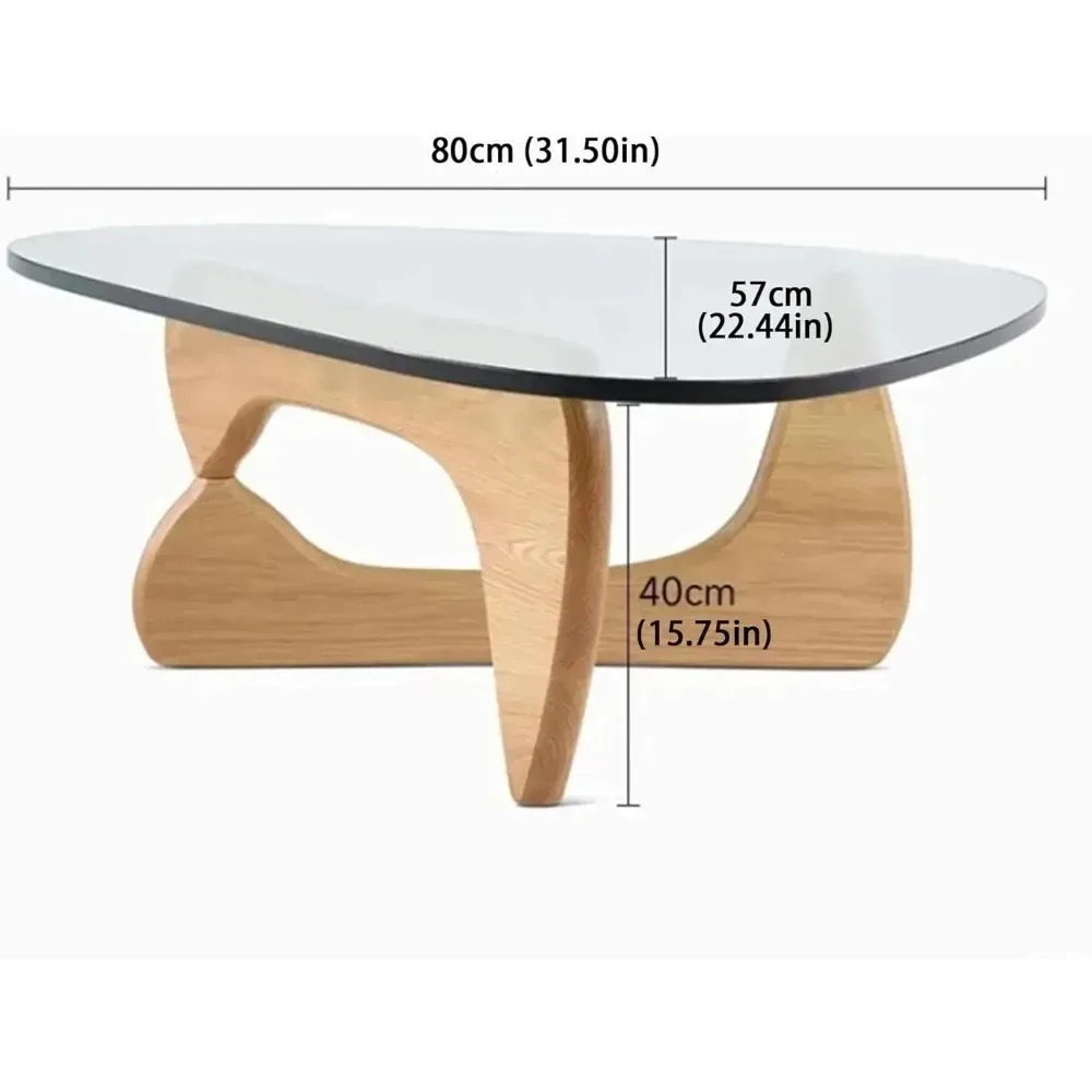 Modern Glass Coffee Table, 32.68" D x 22.44" W x 15.75" H, Abstract Round Tea Tables for Living Room Home Office Industrial Coc