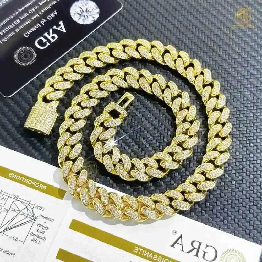 

Advanced Customization 15mm Iced Out Miami Cuban Link Pass Diamond Tester Vvs Moissanite Jewelry Necklace Hip Hop Cuban Chain