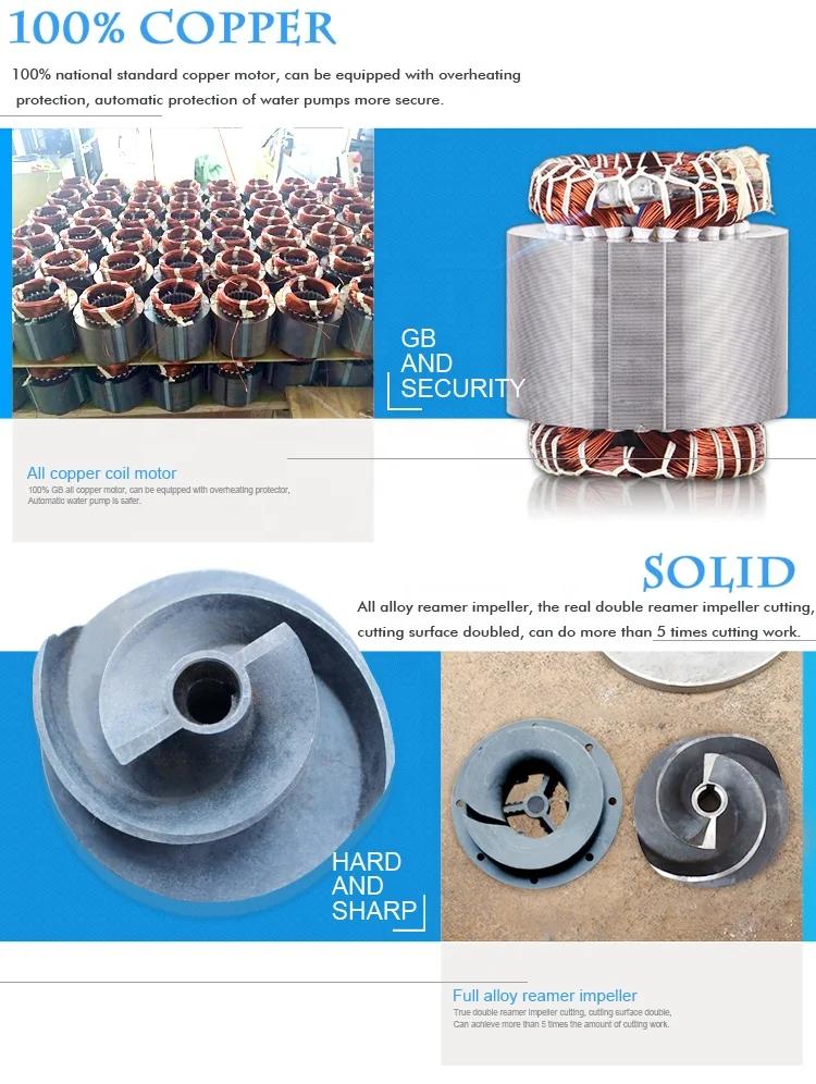 Wqas 15kw Dompelbare Riolering Slijppompen Voor Riool Water Gebruik Fecale Pomp Carter Te Koop Onderdompelbare Riolering Cutter Pomp