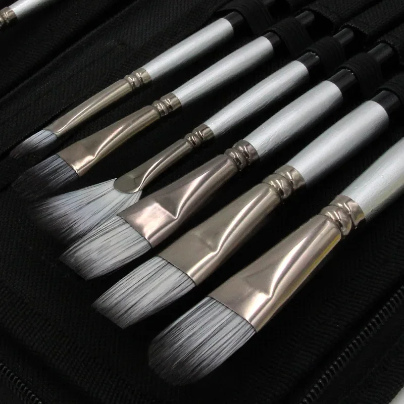 Nylon Painting Suit Canvas Bag Combination Fan-shaped 18 Piece Set Silver Black Two Color Wooden Oil Painting Pen