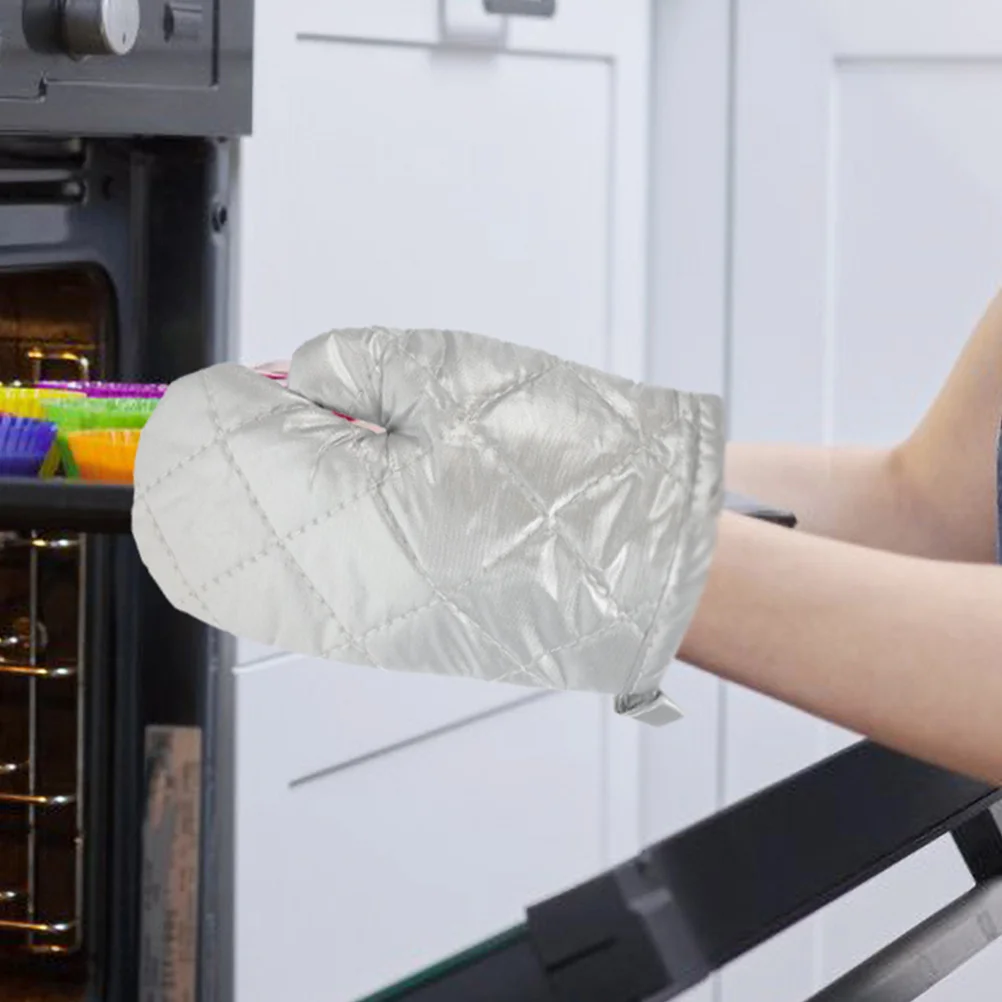 

Silver-coated Thermal Insulation Gloves Oven Kitchen to Bake Canvas Heat Proof Baking