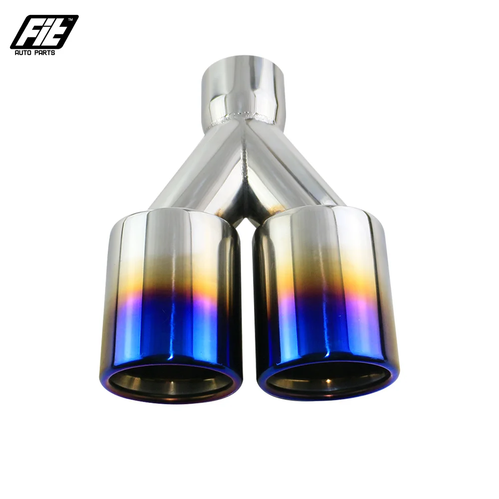 51/63mm inlet Dual Exhaust Tip 76/89mm straight outlet tail muffler tip of steel exhaust Pipe