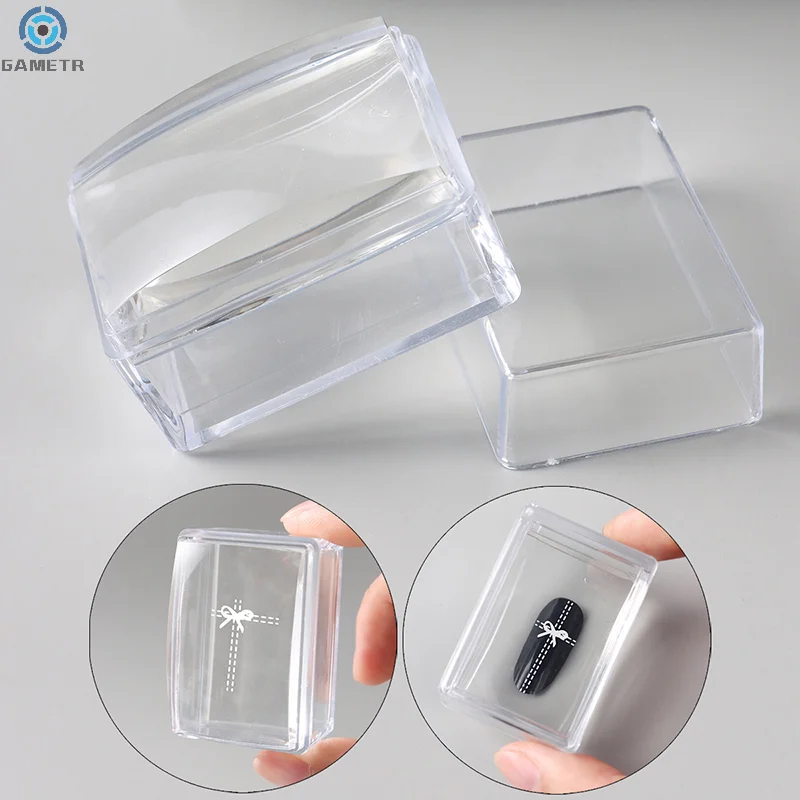 1Pc Transparent Rectangle Nail Art Stamper With Scraper Silicone Head Transfer Tool Fast Clear Jelly French Stamping Manicure